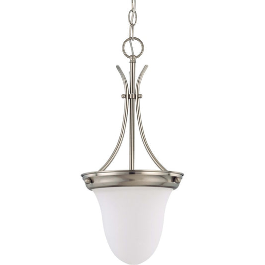 Nuvo Lighting 10in 1-Light Pendant | Brushed Nickel and Frosted White Glass | Kitchen Island & Dining Room | 9.75 x 9.75 x 20.5 in | Model 60-3259