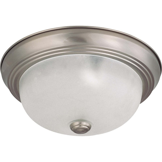 Nuvo Lighting 2-Light 11in Flush Mount | Brushed Nickel and Frosted White Glass | Bathroom & Hallway Ceiling Light | Damp Rated | Model 60-3261