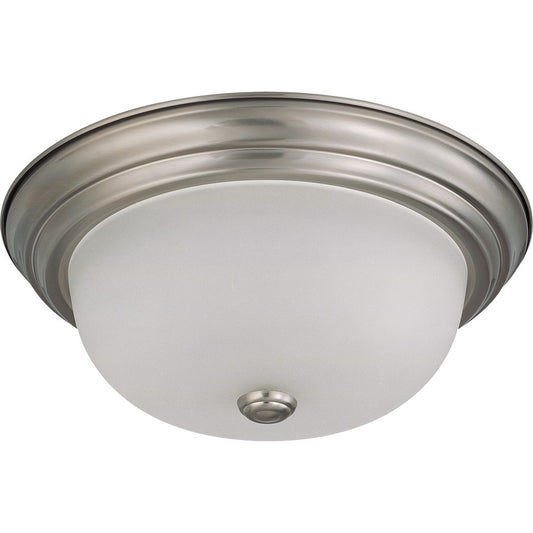 Nuvo Lighting 2-Light 13in Flush Mount | Brushed Nickel and Frosted White Glass | Bathroom & Hallway Ceiling Light | 13 x 13 x 5.4 in | Model 60-3262