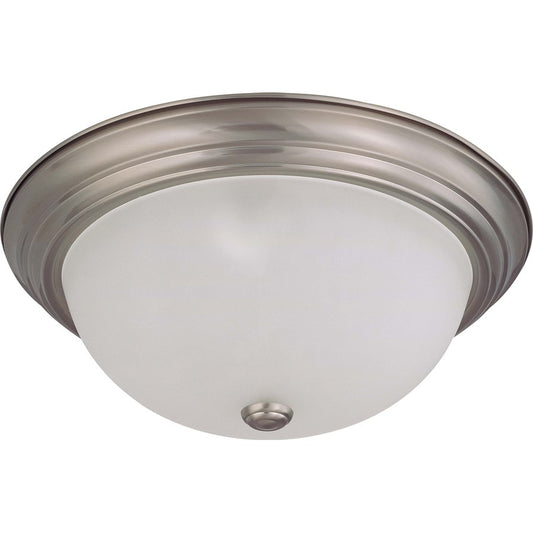 Nuvo Lighting 15in 3-Light Flush Mount | Brushed Nickel and Frosted White Glass | Bathroom & Hallway Ceiling Light | 15.25 x 6 in, Damp | Model 60-3263