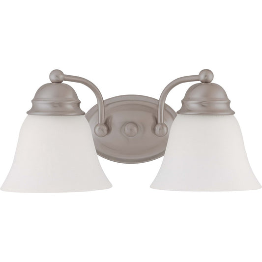 Nuvo Lighting Empire 15in 2-Light Vanity Light | Brushed Nickel and Frosted White Glass | Bathroom Vanity | 14.875 x 6.125 in | Model 60-3265