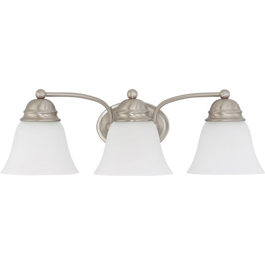 Nuvo Lighting Empire 21in 3-Light Bathroom Vanity Light | Brushed Nickel and Frosted White Glass | Bathroom & Powder Room | 20.5 x 6.125 in | Model 60-3266