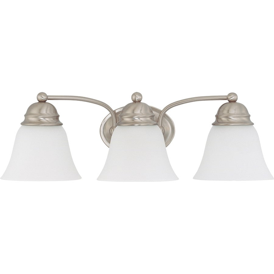 Nuvo Lighting Empire 21in 3-Light Bathroom Vanity Light | Brushed Nickel and Frosted White Glass | Bathroom & Powder Room | 20.5 x 6.125 in | Model 60-3266
