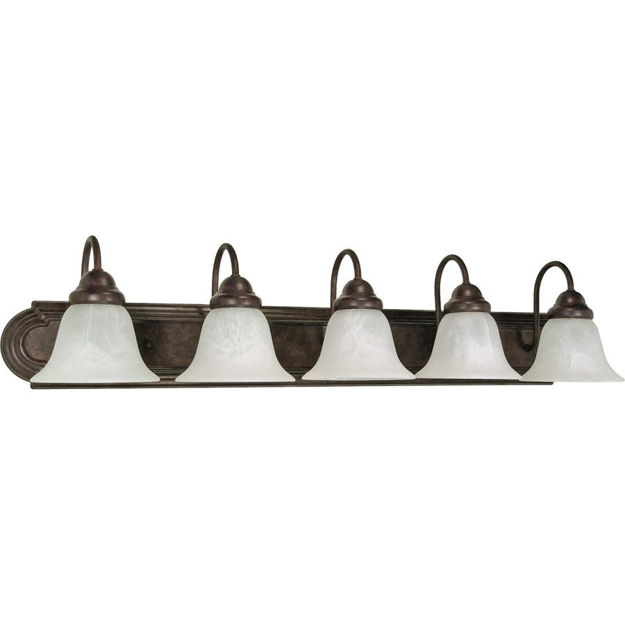 Nuvo Ballerina 36in 5-Light Vanity Light | Traditional Old Bronze and Alabaster Glass | Bathroom Vanity | 36 x 8.5 x 7.625 in | Model 60-327