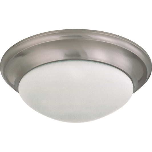 Nuvo Twist & Lock 17in 3-Light Flush Mount | Brushed Nickel and Frosted White Glass | Bathroom & Hallway Ceiling Light | 17 x 17 x 6 in | Model 60-3273