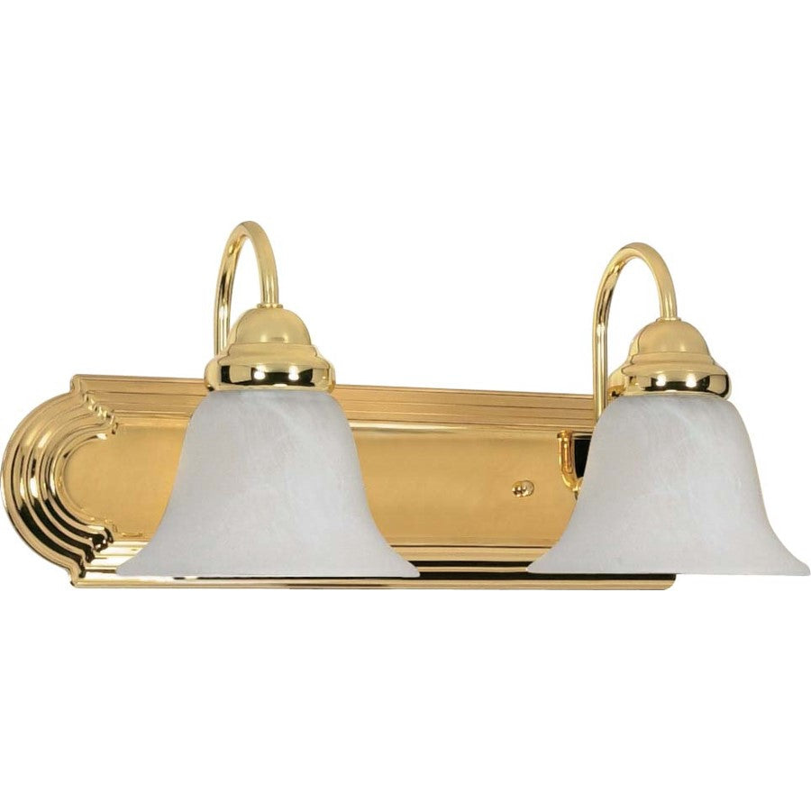 Nuvo Ballerina 18in 2-Light Vanity Light | Traditional Polished Brass and Alabaster Glass | Bathroom Vanity | 18 x 8.5 x 7.625 in | Model 60-328