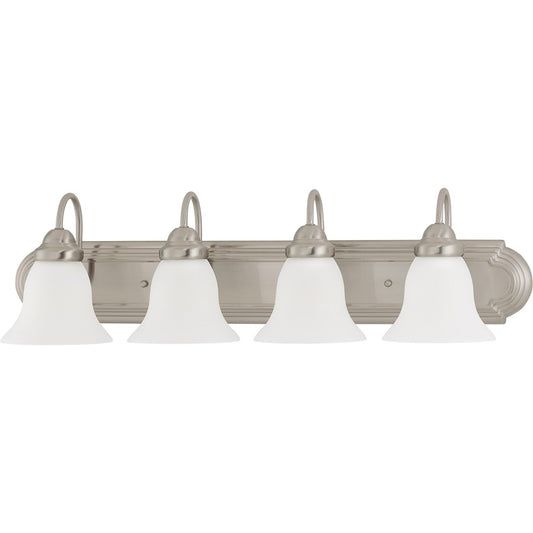Nuvo Ballerina 30in 4-Light Vanity Light | Transitional Brushed Nickel and Frosted White Glass | Bathroom Vanity & Powder Room | 30 x 8.5 | Model 60-3281