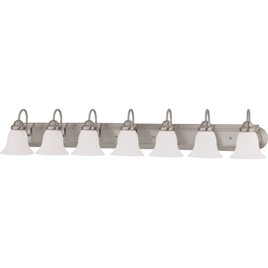 Nuvo Ballerina 48in 7-Light Vanity Light | Brushed Nickel and Frosted White Glass | Bathroom Vanity | 48 x 8.5 x 7.625 in | Model 60-3283