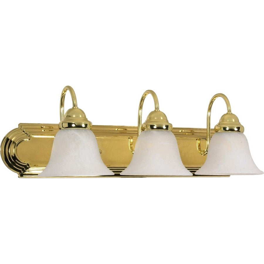 Nuvo Ballerina 24in 3-Light Vanity Light | Polished Brass and Alabaster Glass | Bathroom Vanity | 24 x 7.625 x 8.5 in | Model 60-329