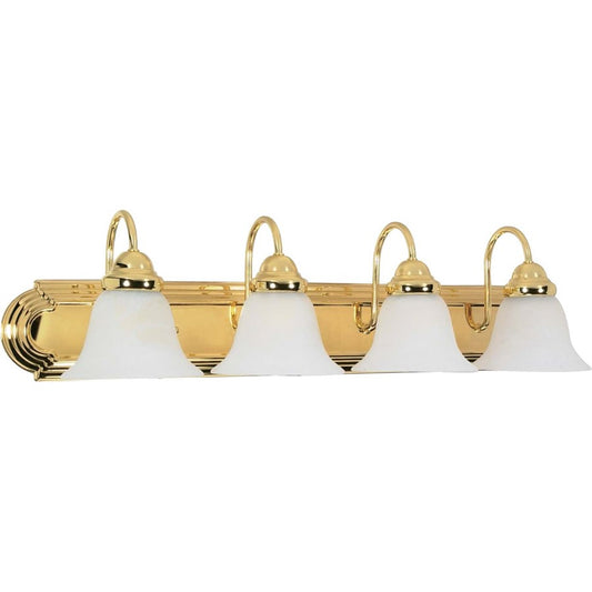 Nuvo Ballerina 30in 4-Light Vanity Light | Traditional Polished Brass and Alabaster Glass | Bathroom Vanity | 30 x 8 x 9 in | Model 60-330