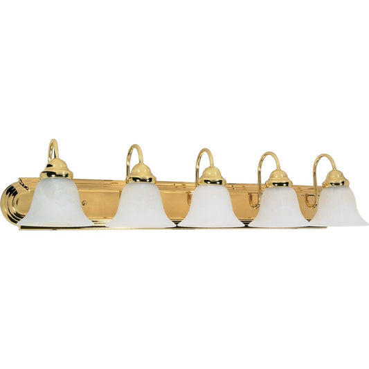 Nuvo Ballerina 36in 5-Light Vanity Light | Polished Brass and Alabaster Glass | Bathroom Vanity | 36 x 8.5 x 7.625 in | Model 60-331
