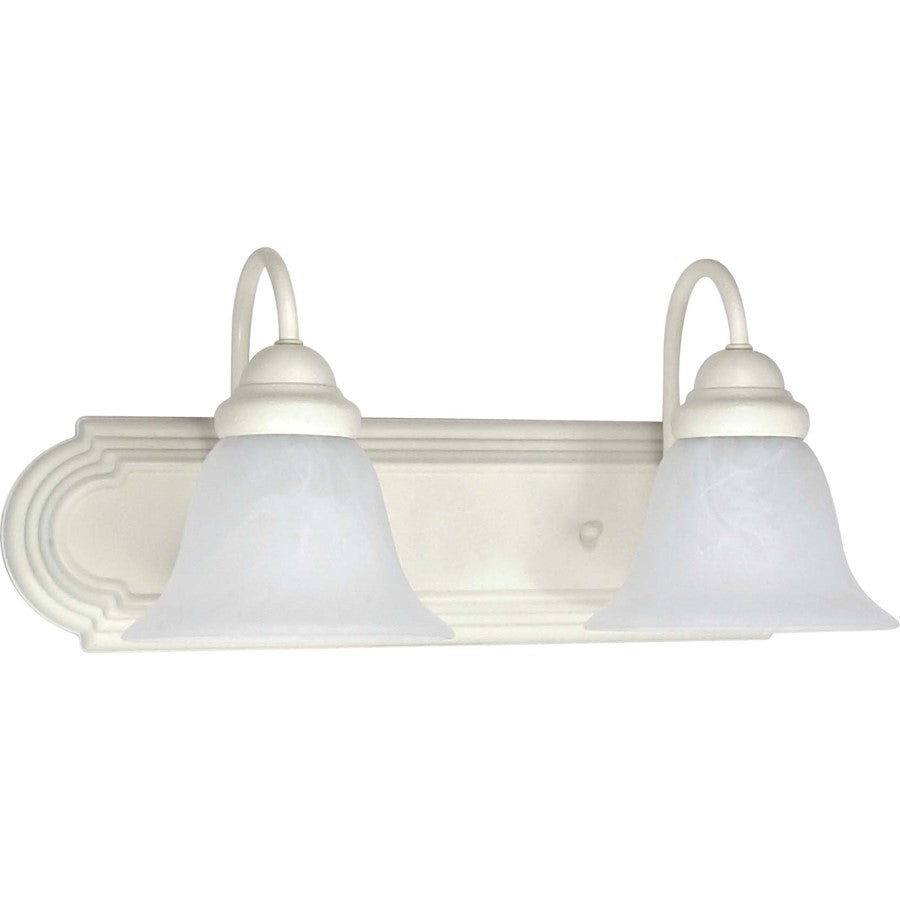 Nuvo Ballerina 18in 2-Light Vanity Light | Traditional Textured White and Alabaster Glass | Bathroom Vanity | 18 x 8.5 x 7.625 in | Model 60-332