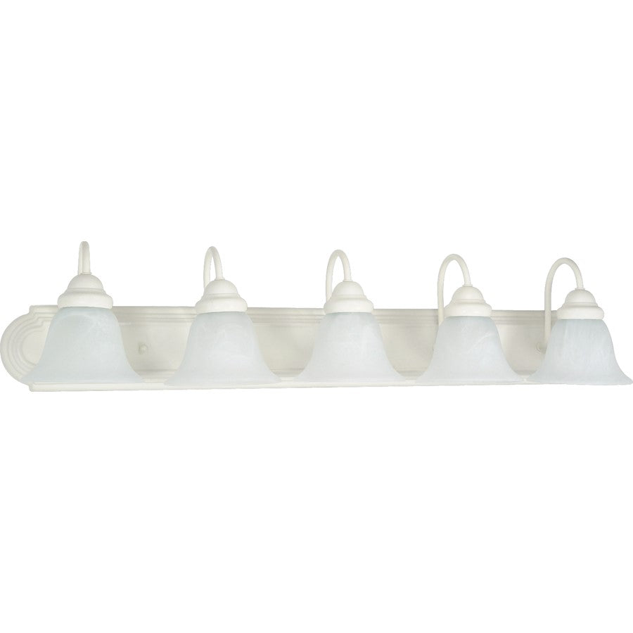 Nuvo Ballerina 36in 5-Light Vanity Light | Textured White and Alabaster Glass | Bathroom Vanity | 36 x 8.5 x 7.625 in | Model 60-335