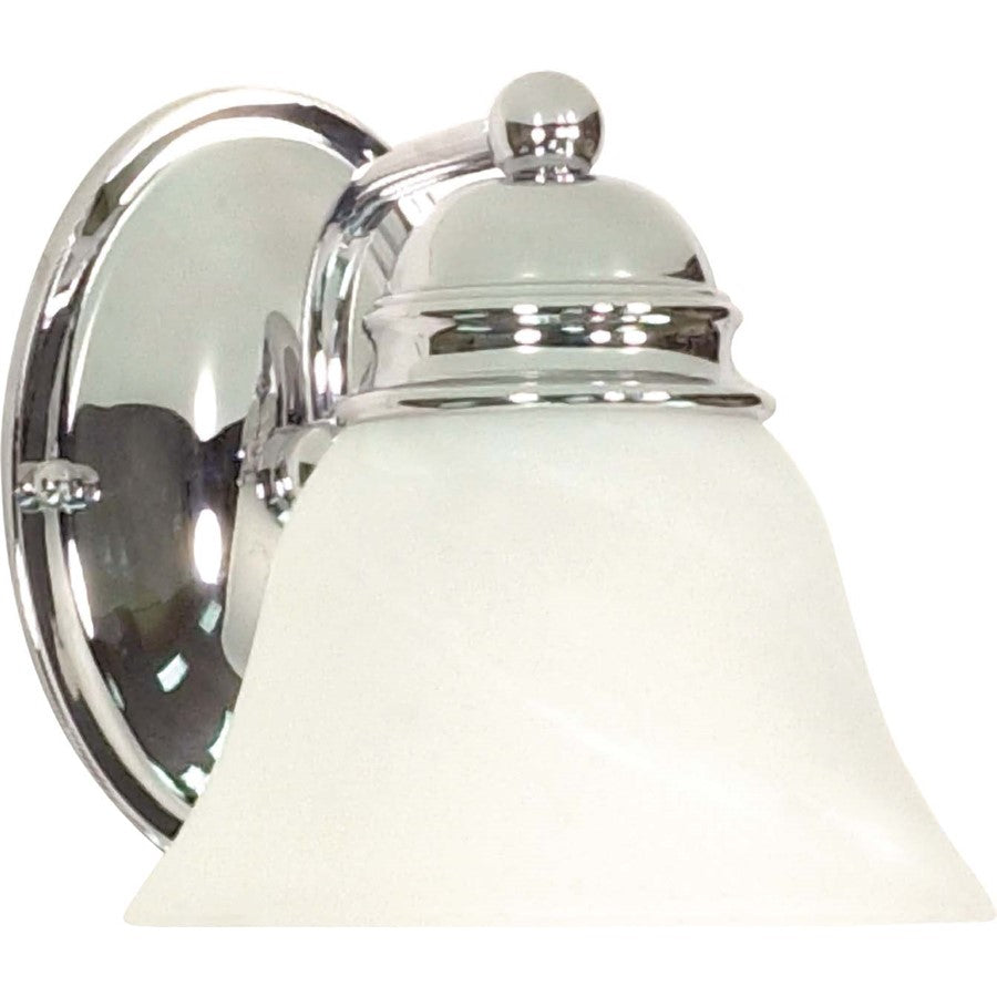 Nuvo Empire 7in 1-Light Bathroom Vanity Light | Transitional Polished Chrome and Alabaster Glass | Bathroom Vanity | 6.25 x 6.5 x 9 in | Model 60-336