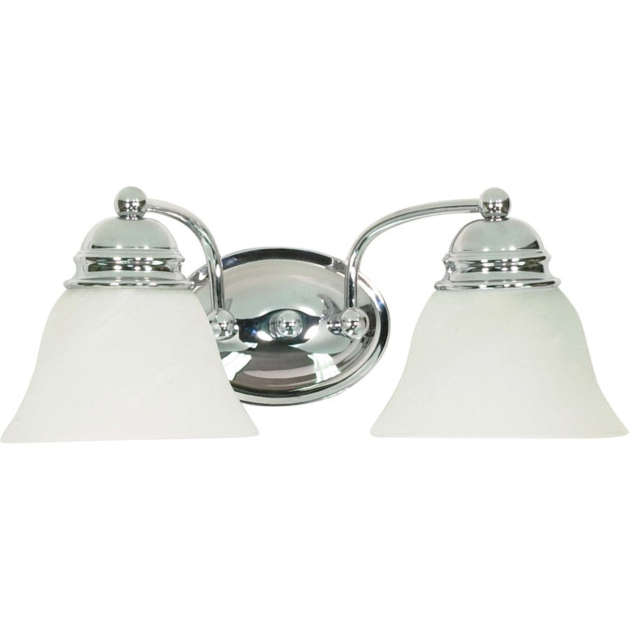 Nuvo Empire 2-Light 15in Vanity Light | Polished Chrome and Alabaster Glass | Bathroom Vanity | 14.875 x 6.25 x 8 in | Model 60-337