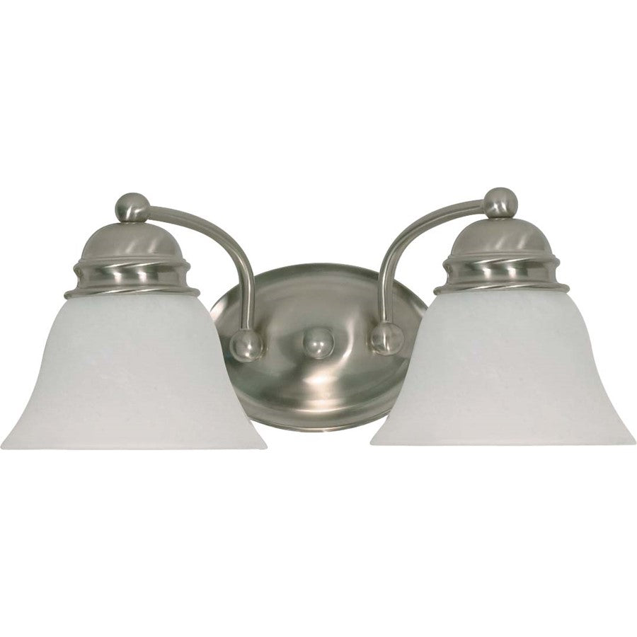 Nuvo Empire 15in 2-Light Vanity Light | Transitional Brushed Nickel and Alabaster Glass | Bathroom Vanity | 14.875 x 6.125 x 8 in | Model 60-341