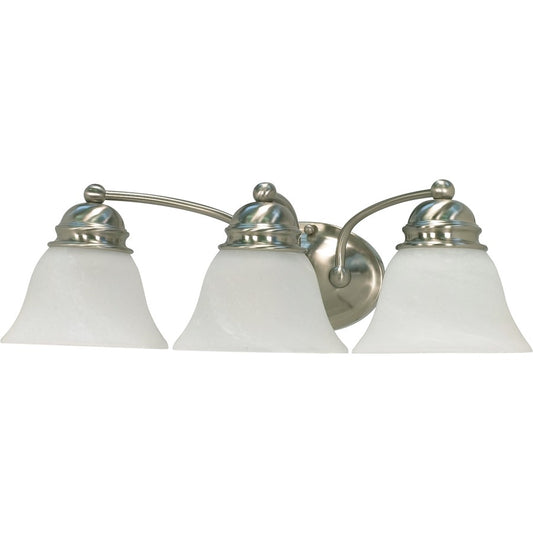 Nuvo Empire 21in 3-Light Vanity Light | Brushed Nickel and Alabaster Glass | Bathroom Vanity & Powder Room | 20.5 x 6.125 x 8 in | Model 60-342