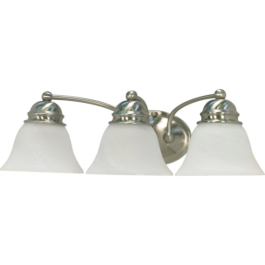 Nuvo Empire 21in 3-Light Vanity Light | Brushed Nickel and Alabaster Glass | Bathroom Vanity & Powder Room | 20.5 x 6.125 x 8 in | Model 60-342