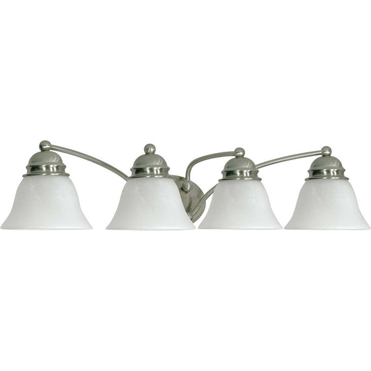 Nuvo Empire 29in 4-Light Vanity Light | Transitional Brushed Nickel and Alabaster Glass | Bathroom Vanity & Powder Room | 28.75 x 6.125 x 8 | Model 60-343