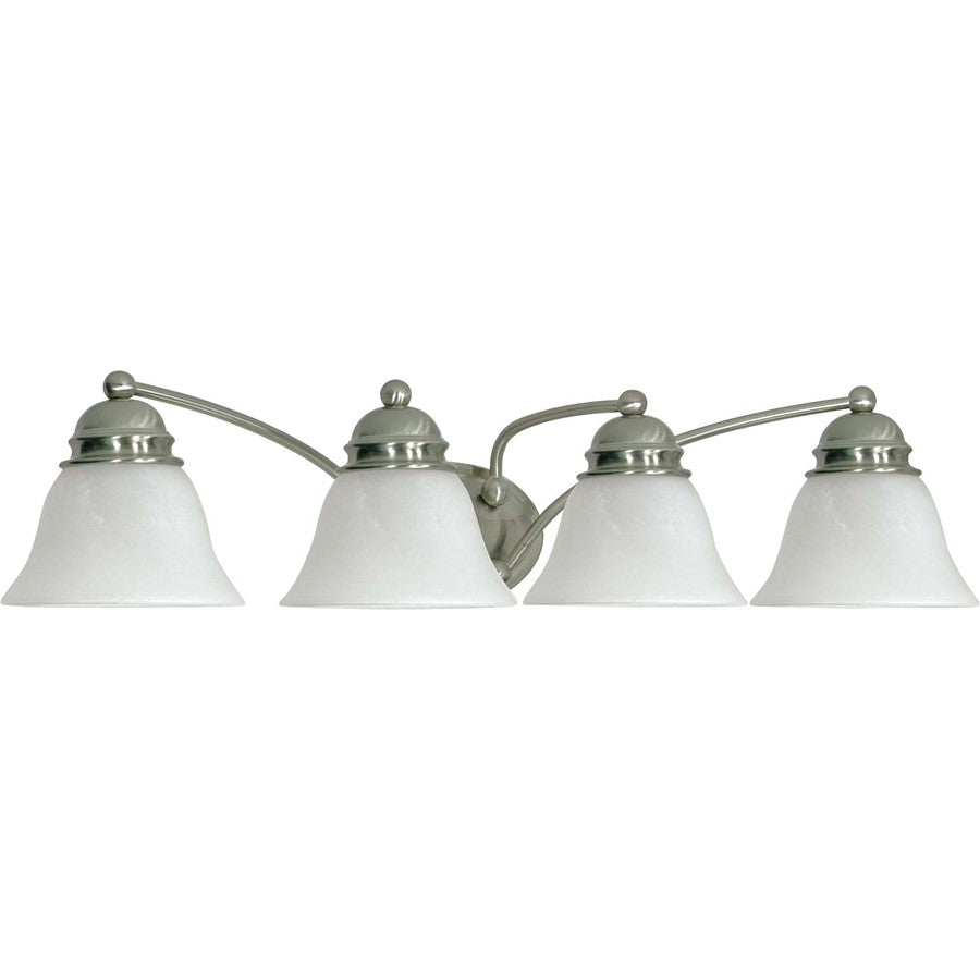 Nuvo Empire 29in 4-Light Vanity Light | Transitional Brushed Nickel and Alabaster Glass | Bathroom Vanity & Powder Room | 28.75 x 6.125 x 8 | Model 60-343