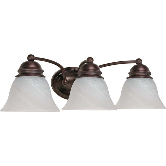Nuvo Empire 21in 3-Light Vanity Light | Traditional Old Bronze and Alabaster Glass | Bathroom Vanity & Powder Room | 20.5 x 8 x 6.125 in | Model 60-346