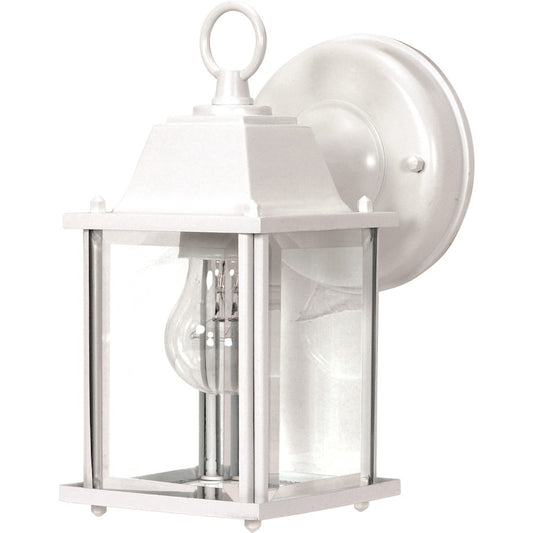 Nuvo Lighting 60-3463 9in 1-Light Wall Sconce | Traditional White and Clear Beveled Glass | Covered Patio & Entryway | 6 x 4 x 9 in | Model 60-3463