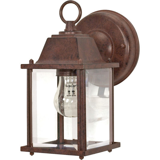 Nuvo Lighting 1-Light Cube Wall Lantern | Traditional Old Bronze and Clear Beveled Glass | Covered Outdoor Entryway & Patio | 6 x 4 x 9 in | Model 60-3464