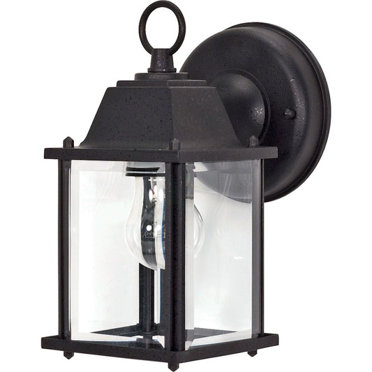 Nuvo Lighting 60-3465 9in 1-Light Wall Sconce | Traditional Textured Black and Clear Beveled Glass | Outdoor Entryway & Covered Patio | 6 | Model 60-3465