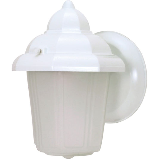 Nuvo Lighting 60-3466 9in 1-Light Wall Sconce | Traditional White and Satin Frosted Glass | Covered Patio & Entryway | 7 x 6 x 9 in | Model 60-3466