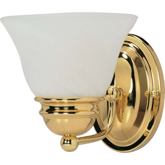 Nuvo Empire 1-Light 7in Vanity Light | Polished Brass and Alabaster Glass | Bathroom Vanity | 6.25 x 6.5 x 9 in | Model 60-348