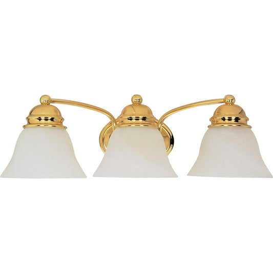Nuvo Empire 21in 3-Light Vanity Light | Polished Brass and Alabaster Glass | Bathroom Vanity | 18 x 17 x 21 in | Model 60-350
