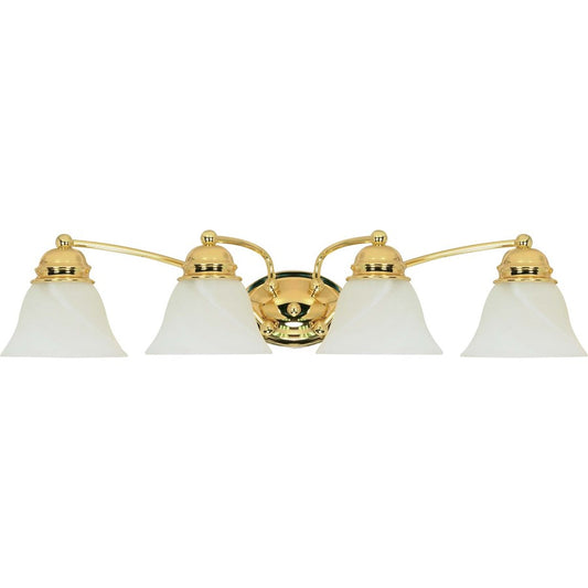 Nuvo Empire 29in 4-Light Vanity Light | Traditional Polished Brass and Alabaster Glass | Bathroom Vanity | 28.75 x 6.125 x 8 in | Model 60-351