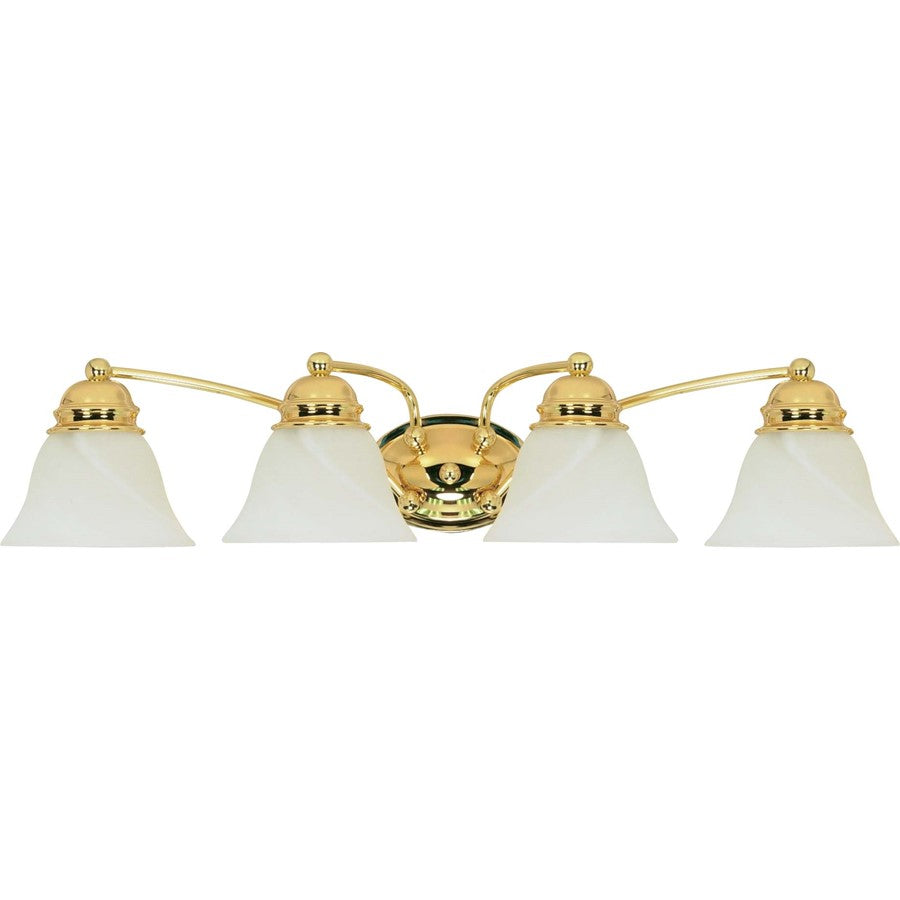 Nuvo Empire 29in 4-Light Vanity Light | Traditional Polished Brass and Alabaster Glass | Bathroom Vanity | 28.75 x 6.125 x 8 in | Model 60-351