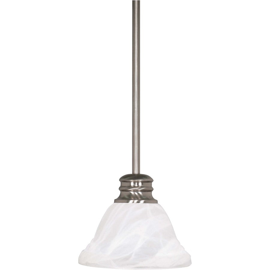 Nuvo Empire 7in 1-Light Mini Pendant | Brushed Nickel and Alabaster Swirl Glass | Kitchen Island & Breakfast Bar | Adjustable to 51in | Model 60-365