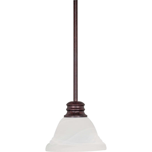 Nuvo Empire 7in 1-Light Mini Pendant | Traditional Old Bronze and Alabaster Swirl Glass | Kitchen Island & Dining Room | 7 x 7 x 51 in | Model 60-366