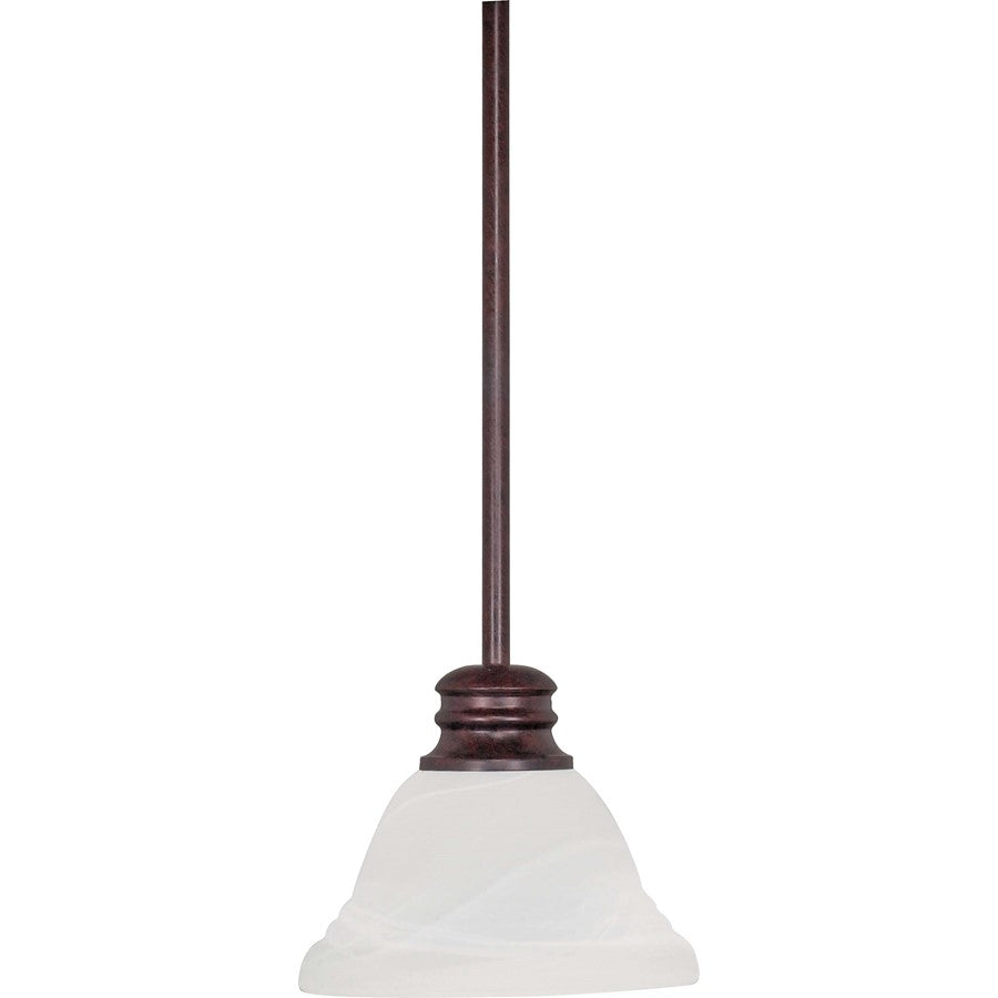 Nuvo Empire 7in 1-Light Mini Pendant | Traditional Old Bronze and Alabaster Swirl Glass | Kitchen Island & Dining Room | 7 x 7 x 51 in | Model 60-366