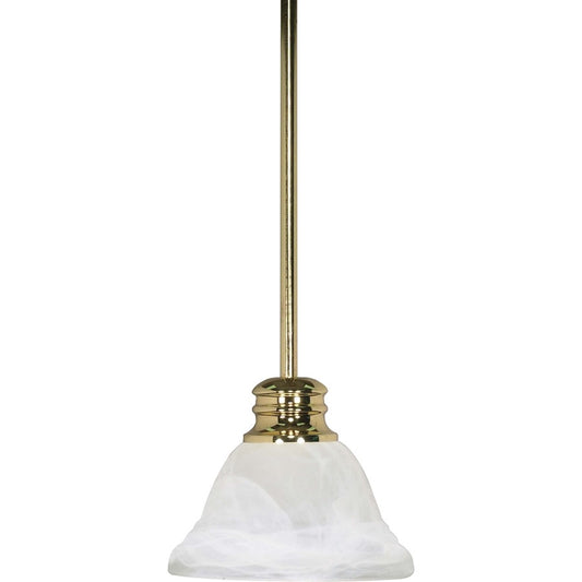 Nuvo Empire 7in 1-Light Mini Pendant | Traditional Polished Brass and Alabaster Swirl Glass | Kitchen Island & Dining Room | 7 x 7 x 51 in | Model 60-367