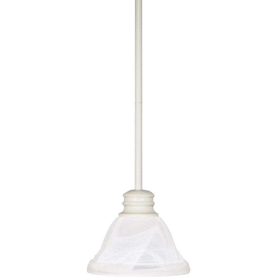 Nuvo Empire 7in 1-Light Mini Pendant | Textured White and Alabaster Swirl Glass | Kitchen Island & Hallway Accent | 7 x 7 x 51 in Adjustable | Model 60-368