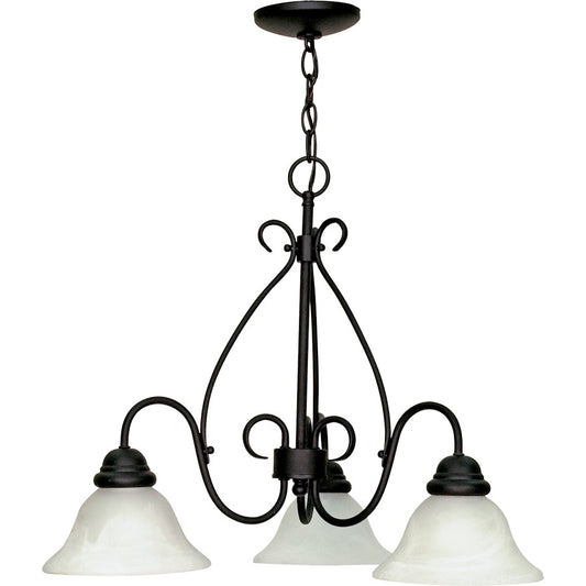 Nuvo Castillo 26in 3-Light Chandelier | Sonoma Bronze and Champagne Linen Glass | Dining Room & Living Room | 26 x 26 x 20 in | Model 60-378