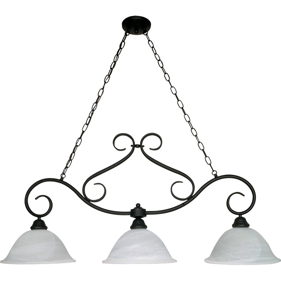 Nuvo Castillo 44in 3-Light Chandelier | Sonoma Bronze and Alabaster Swirl Glass | Dining Room & Living Room | 18 x 10 x 38 in | Model 60-382
