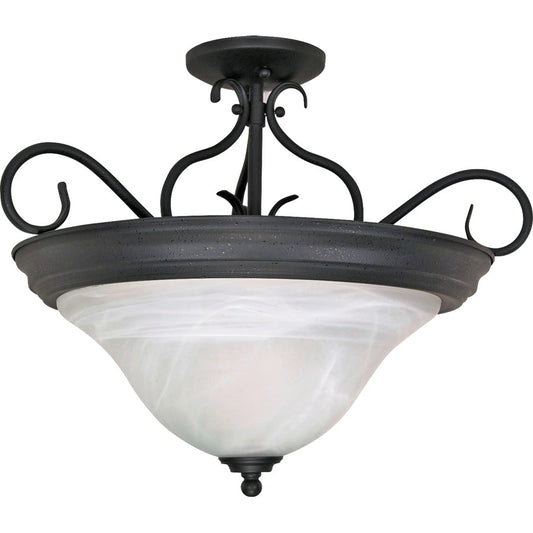 Nuvo Castillo 18.5in 3-Light Semi-Flush Mount | Sonoma Bronze and Alabaster Swirl Glass | Entryway & Hallway | 18.5 x 15.5 in | Model 60-384