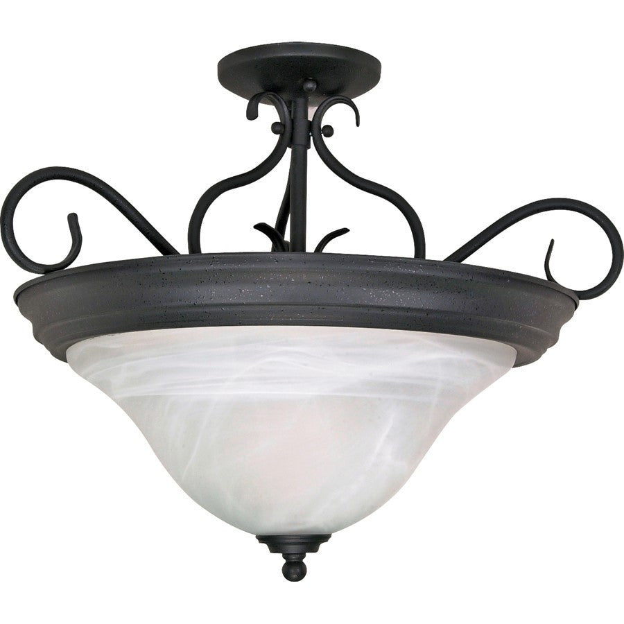 Nuvo Castillo 18.5in 3-Light Semi-Flush Mount | Sonoma Bronze and Alabaster Swirl Glass | Entryway & Hallway | 18.5 x 15.5 in | Model 60-384
