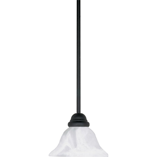 Nuvo Castillo 8in 1-Light Mini Pendant | Industrial Textured Black and Alabaster Swirl Glass | Kitchen Island & Dining Room | 7.25 x 45 in | Model 60-386