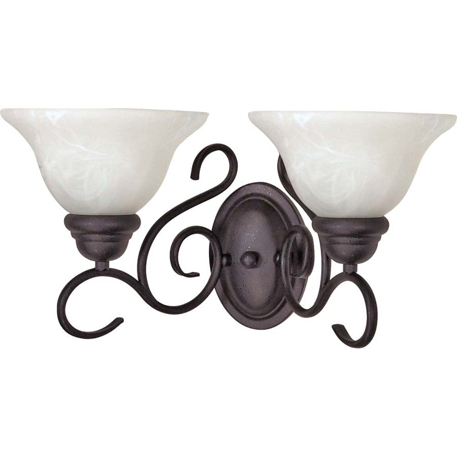 Nuvo Castillo 18in 2-Light Vanity Light | Transitional Sonoma Bronze and Alabaster Swirl Glass | Bathroom Vanity & Powder Room | 17.25 x 9 | Model 60-388