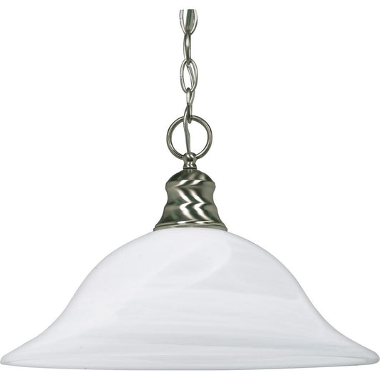 Nuvo Lighting 16in 1-Light Pendant | Brushed Nickel and Alabaster Glass | Kitchen Island & Dining Room | 18 x 8 x 18 in | Model 60-390