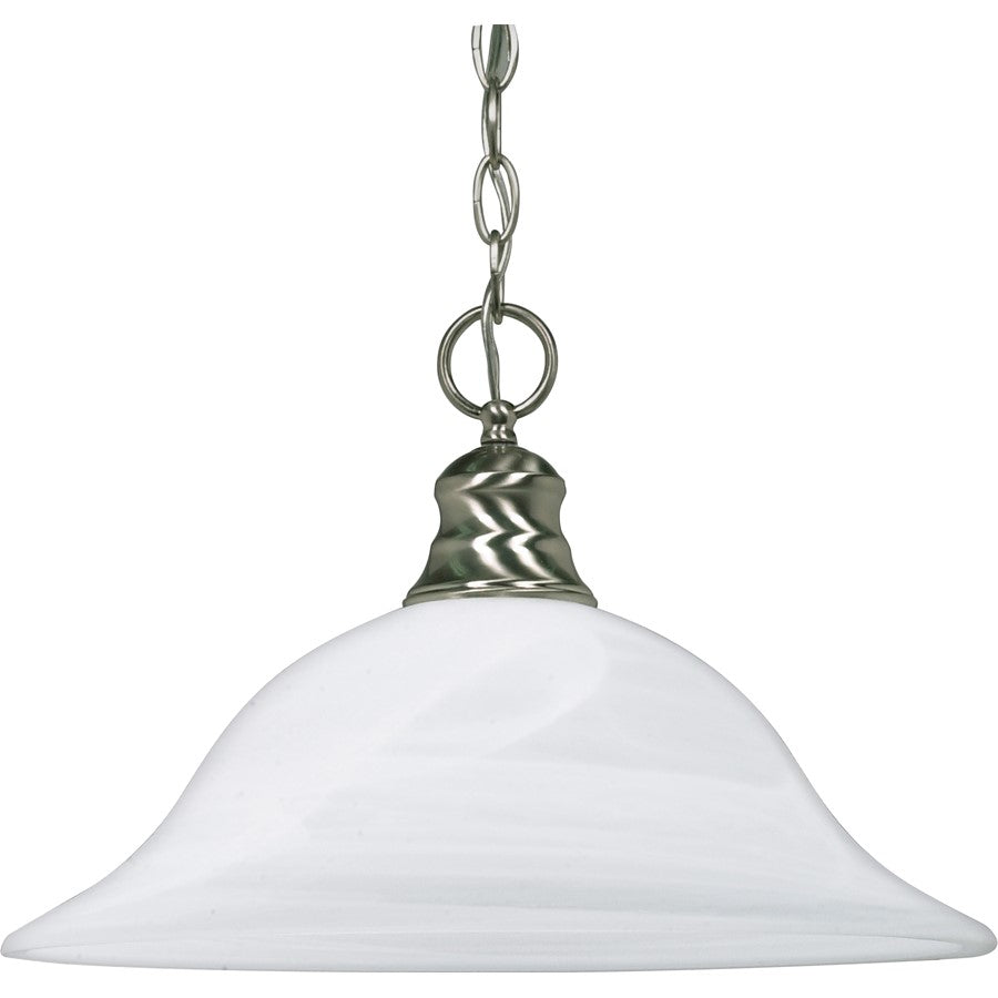 Nuvo Lighting 16in 1-Light Pendant | Brushed Nickel and Alabaster Glass | Kitchen Island & Dining Room | 18 x 8 x 18 in | Model 60-390
