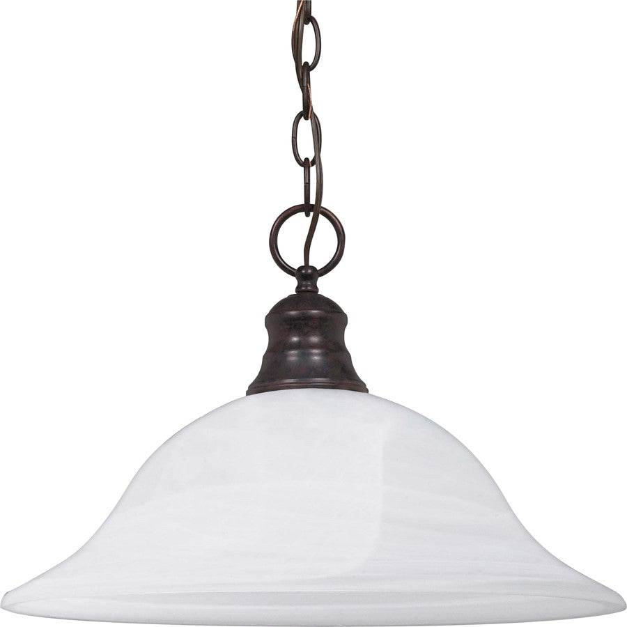Nuvo Lighting 60-391 16in 1-Light Pendant | Traditional Old Bronze and Alabaster Glass | Kitchen Island & Dining Room | 16 x 16 x 11.5 in | Model 60-391