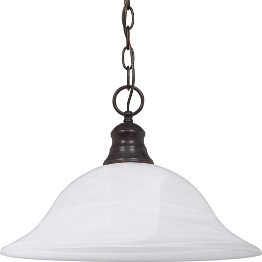 Nuvo Lighting 60-391 16in 1-Light Pendant | Traditional Old Bronze and Alabaster Glass | Kitchen Island & Dining Room | 16 x 16 x 11.5 in | Model 60-391