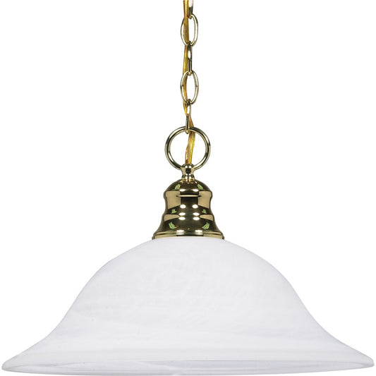 Nuvo Lighting 16in 1-Light Pendant | Polished Brass and Alabaster Glass | Kitchen Island & Dining Room | 16 x 16 x 11.5 in | Model 60-392