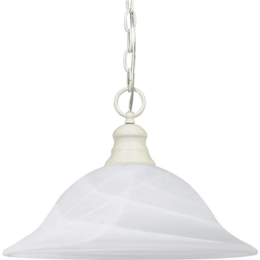 Nuvo Lighting 16in 1-Light Pendant | Textured White and Alabaster Glass | Kitchen Island & Dining Room | 18 x 8 x 18 in | Model 60-393
